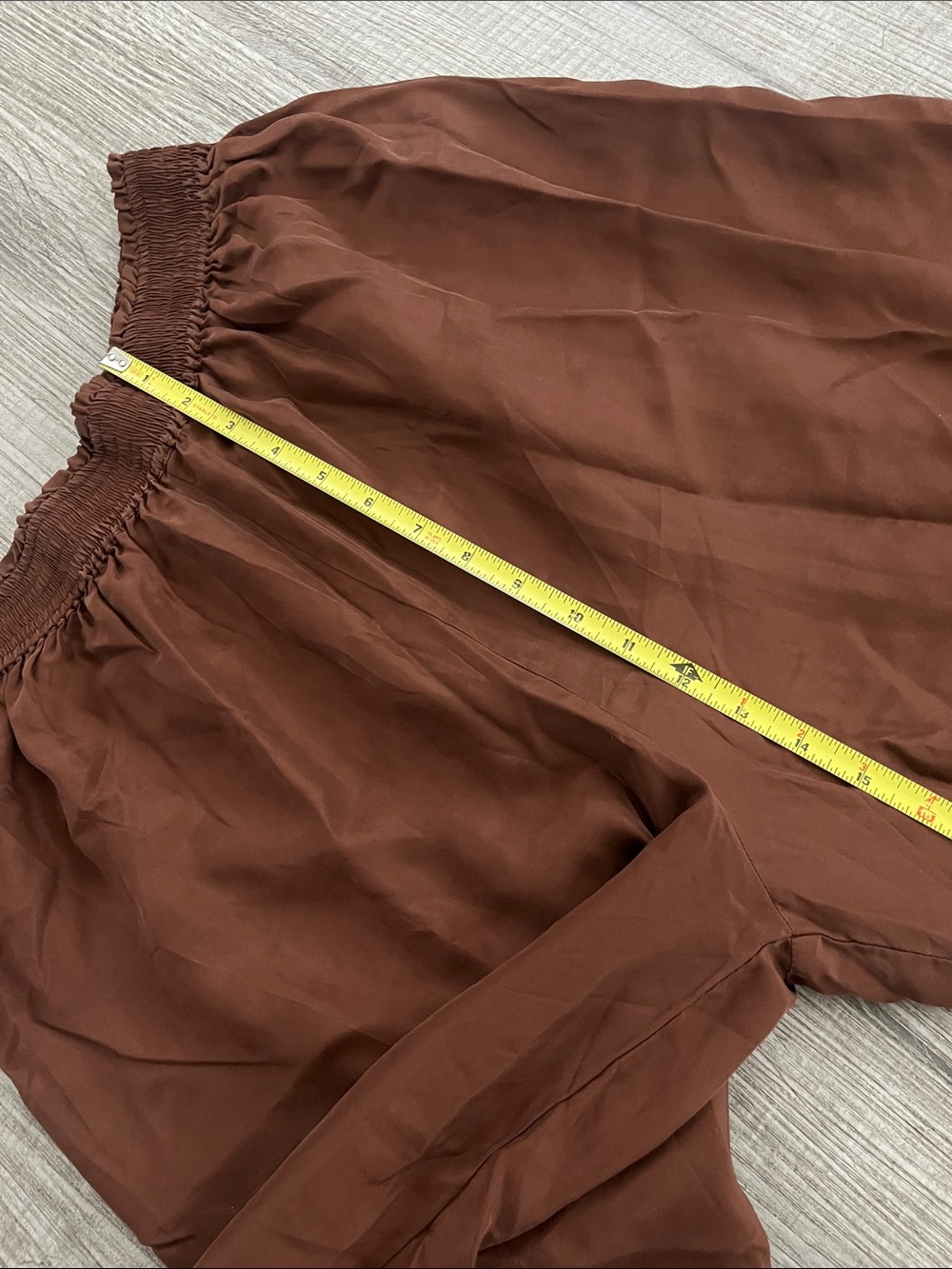 Wide Leg Brown Silk Pants - Picture 4 of 7